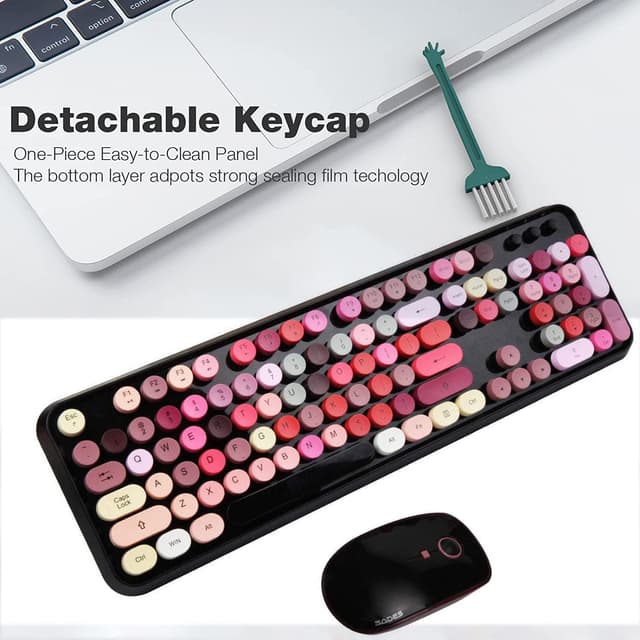 Detalle 2 de FOPETT Wireless Keyboard and Mouse Set (2.4 GHz) with Nano Receiver for PC, Laptop, and Smart TV