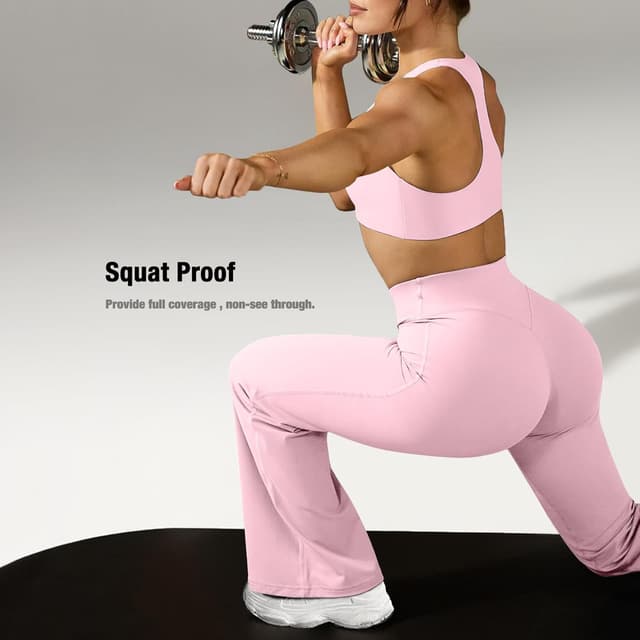 Detalle de JGS1996 Wide Leg Yoga Pants (Straight-Leg Leggings) with High-Waist Compression