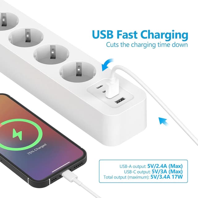 Thumbnail 4 de JSVER Parasurtenseurs Multiprise USB C