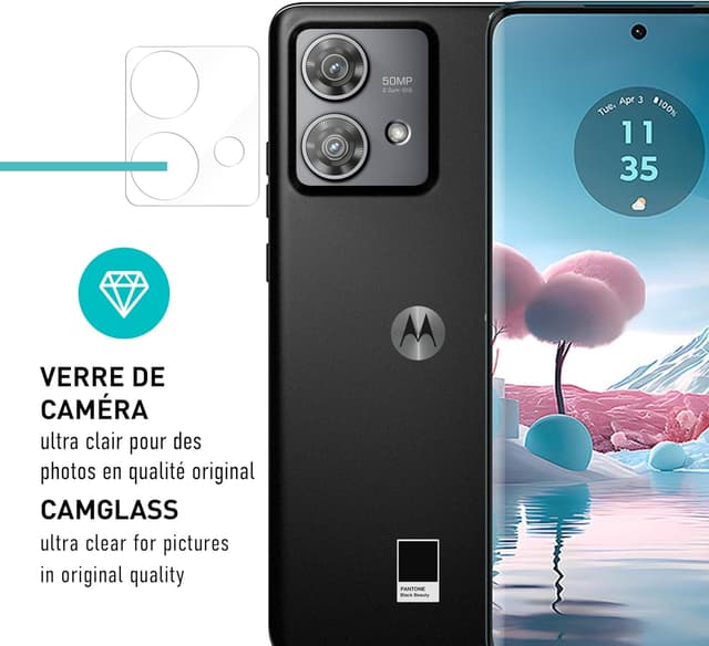 Thumbnail 6 de smartect Protecteur d’écran TPU (2 + 2 pièces) pour Motorola Edge 40 Neo — écran + protection caméra