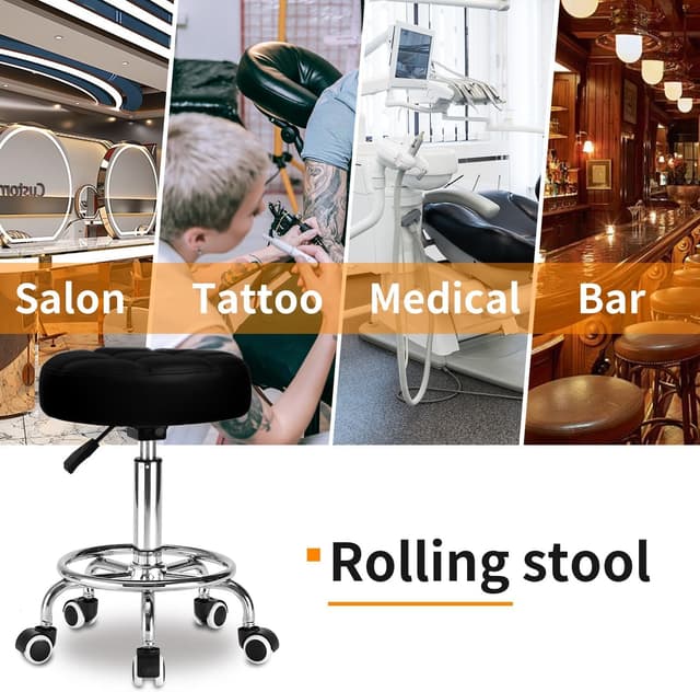 Thumbnail 6 de Rolling Stool PU Leather Round 14.6" seat