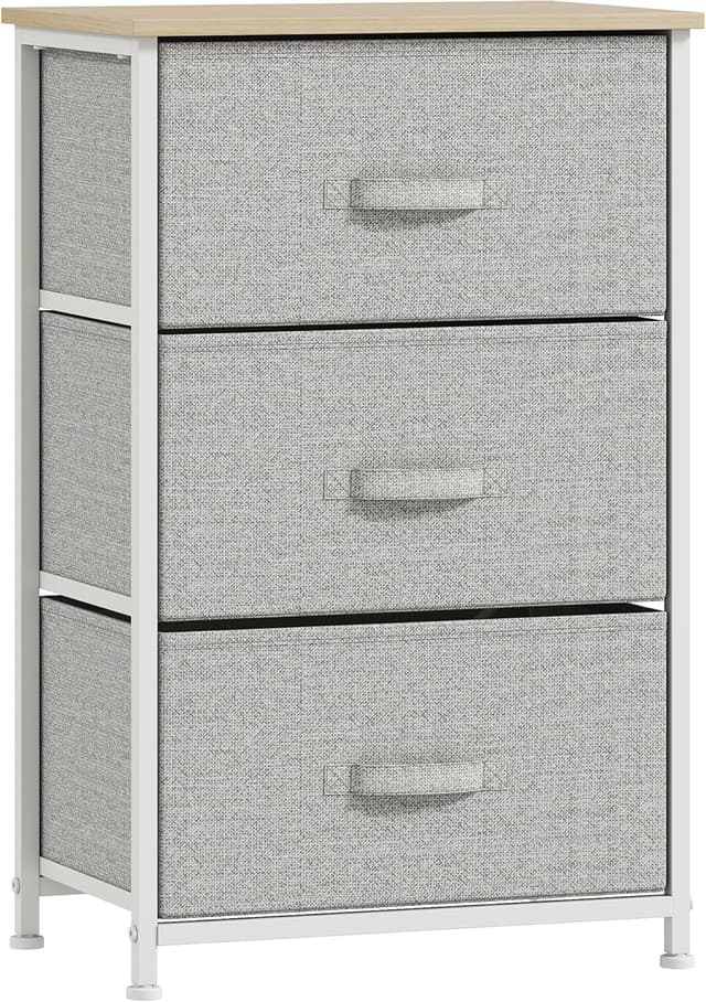 Imagen de HOMCOM Commode 3 tiroirs en Tissu Gris en OfertitasTOP