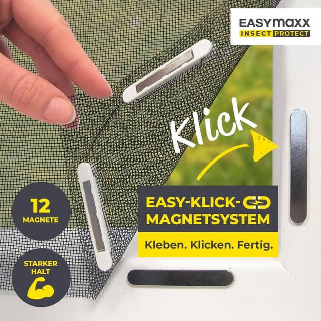Thumbnail 1 de EASYmaxx Fliegengitter für Fenster mit Magic Click – magnetisch, zuschneidbar bis 150 x 130 cm (4 Stück)