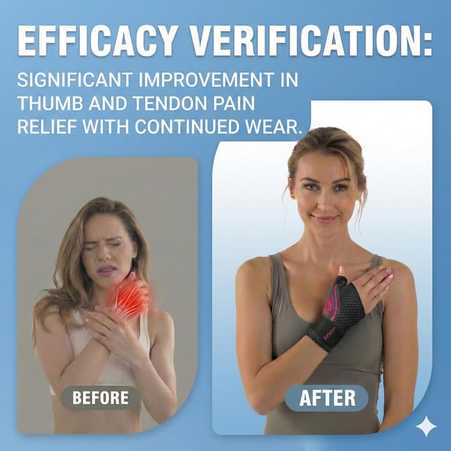 Detalle 2 de Fitooson Thumb Wrist Brace (Thumb Spica) for De Quervain’s, Trigger Finger, and more — Rose Pink/Black, S/M