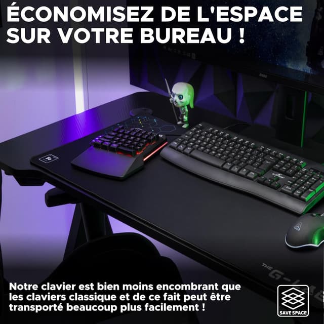 Detalle de The G-Lab Keyz Thorium — mini clavier gamer « une main » portable RVB avec 3 macros