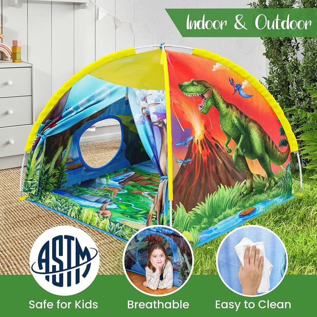 Detalle 2 de W&O Dino Super Dome with Roar Button Dinosaur Tent with LED Lights (Kids 3–12)
