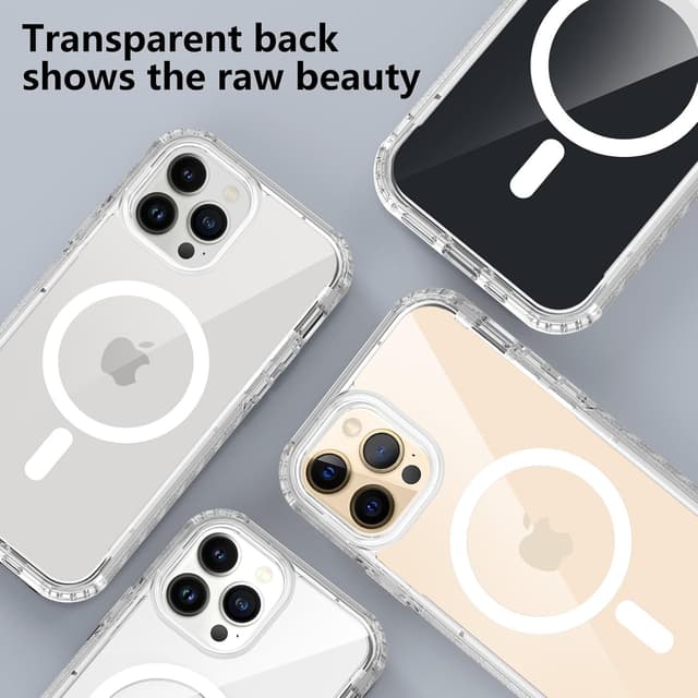 Detalle 2 de XTCASE Coque magnétique pour iPhone 15 Pro avec protection d’écran intégrée (MagSafe, 360°), transparente