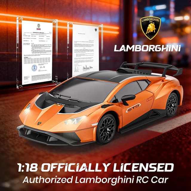 Thumbnail 6 de LUXOS RC Lamborghini Huracán STO 1:18 Officially Licensed Remote Control Car (Orange) – 15km/h 2.4GHz