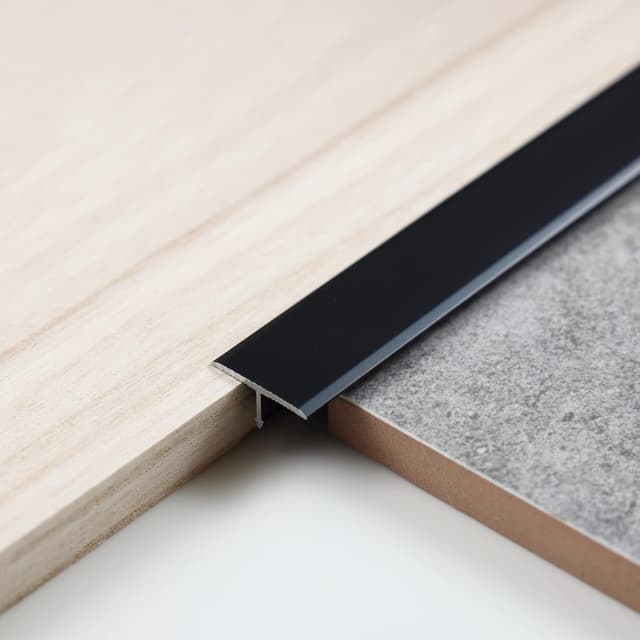 Detalle de Trimold 3‑piece Aluminium T Moulding Trim & Floor Transition Strips (Matte Black) 0.9m x 2cm