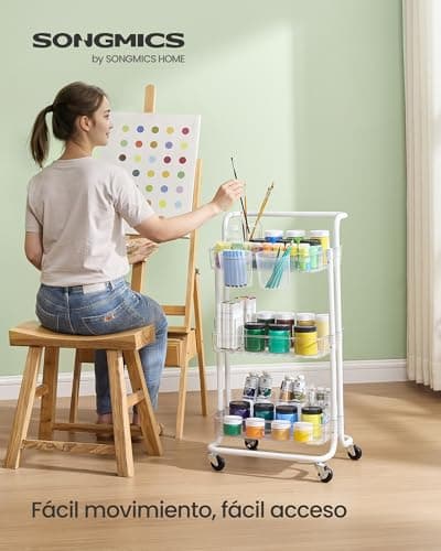 Detalle de SONGMICS Carro Rodante de 3 Niveles 🧺 para Hogar