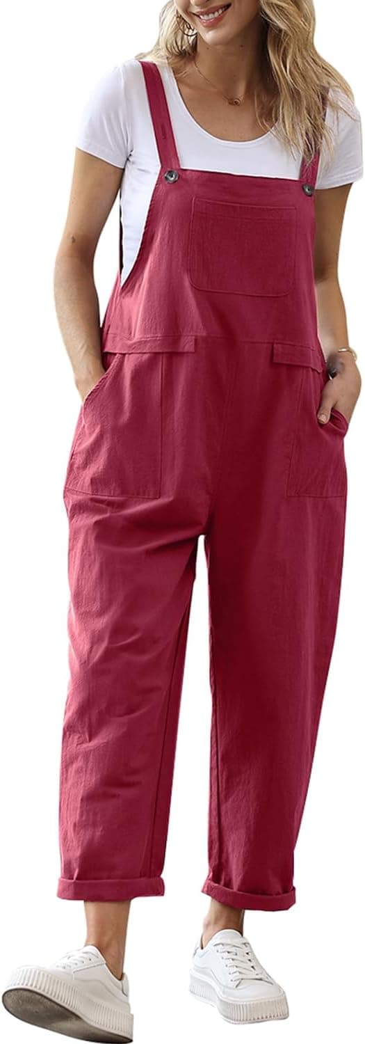 Detalle 2 de YESNO Damen Latzhose Sommer Oversize (Trägerhose) mit Baggy-Fit und Taschen
