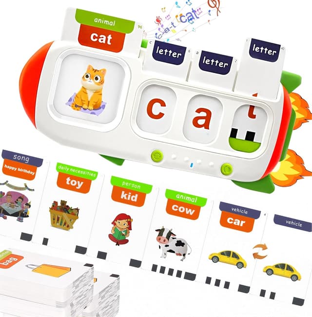 Detalle de HUBFIVY Talking Flash Cards (Ages 2–8) — 107 CVC and Sight Word Learning Cards