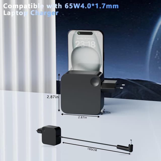 Detalle de 65-Watt Laptop-Netzteil Ladegerät für Lenovo IdeaPad & Yoga (mit 4,0 x 1,7 mm Stecker)