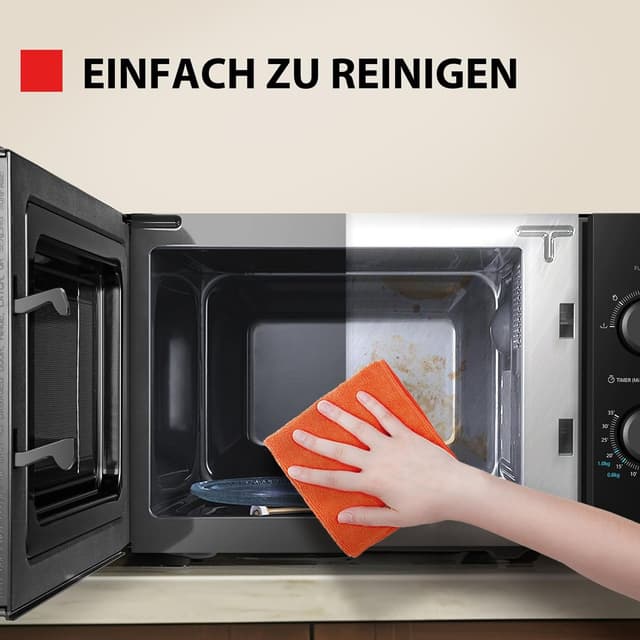 Detalle de Toshiba MW2-MM20PF(BK) Solo-Mikrowelle mit 20 l und 800 W – Auftaufunktion & 5 Leistungsstufen