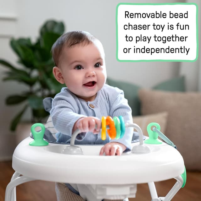 Detalle 2 de Ingenuity Smooth Strides Activity Walker (Chambray) – 3-position heightbar developmental walker for 6–12 months