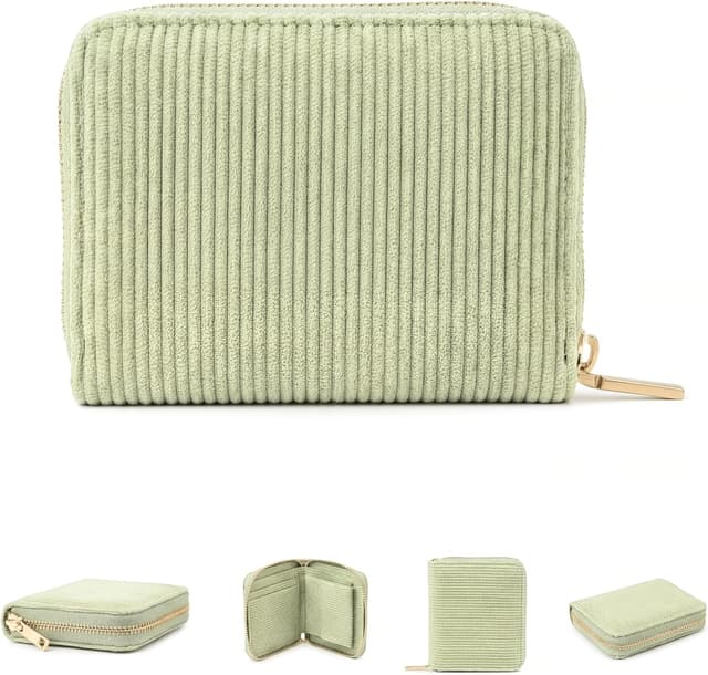 Detalle de Milly Milk MillyMilk® Kord Geldbeutel FONDO in Pastellgrün – Mini Portemonnaie mit formstabiler Struktur