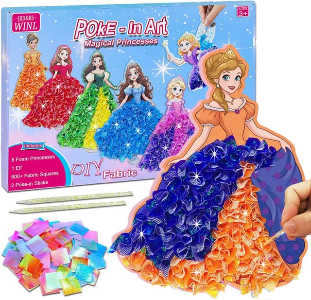Detalle de JRD&BS WINL DIY Prinzessin Stoff Kunst-Set (Poke-in) – kreatives Bastelset für Kinder ab 3 Jahren