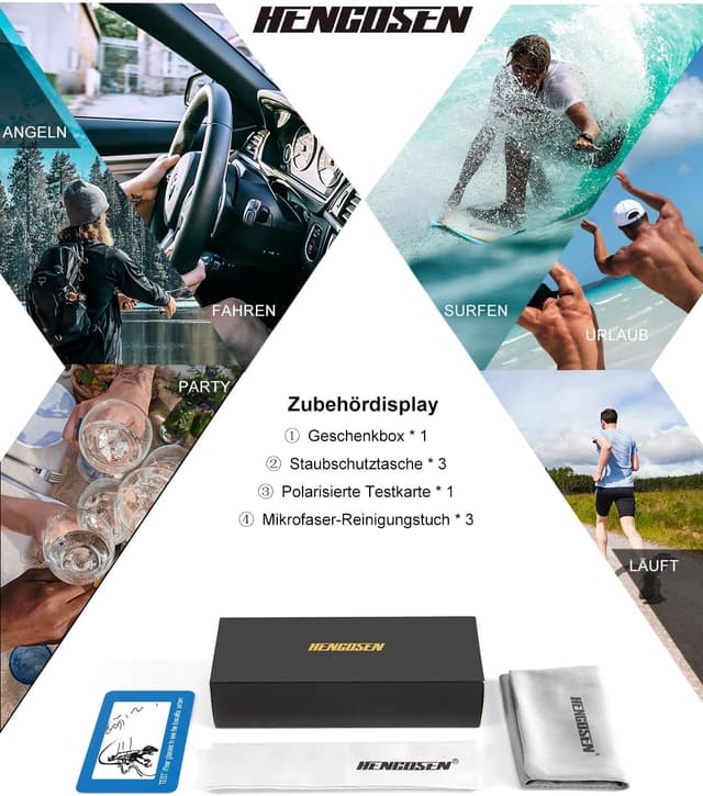 Thumbnail 6 de HENGOSEN Herren Sonnenbrille polarisiert (UV400) im 3er-Pack – Sport, verspiegelt