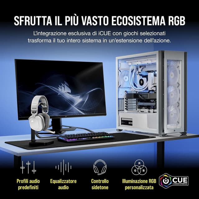 Thumbnail 6 de CORSAIR HS80 RGB Wireless: cuffie da gioco multipiattaforma con Dolby Atmos e microfono omnidirezionale