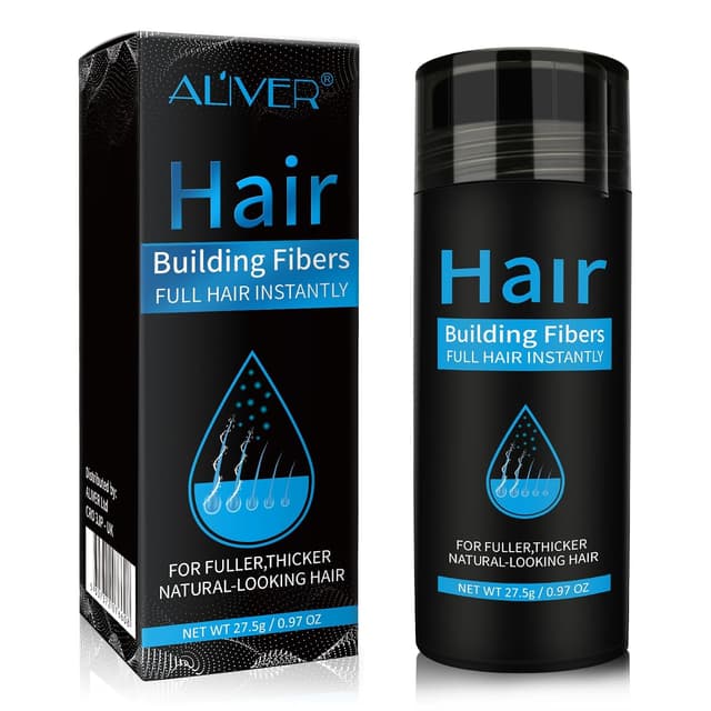 Detalle de Aliver Hair Fibers for Thinning Hair (Black) — 27.5Gr, Undetectable Natural Formula