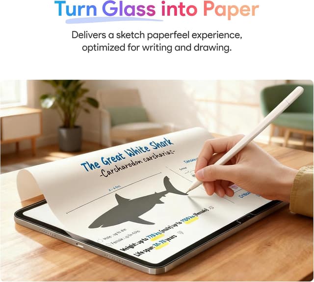 Detalle 2 de KCT 2-Pack Paperfeel Matte Tempered Glass Screen Protectors for iPad (A16 11th Gen 2025 & iPad 10th Gen 10.9-inch, A10th models)