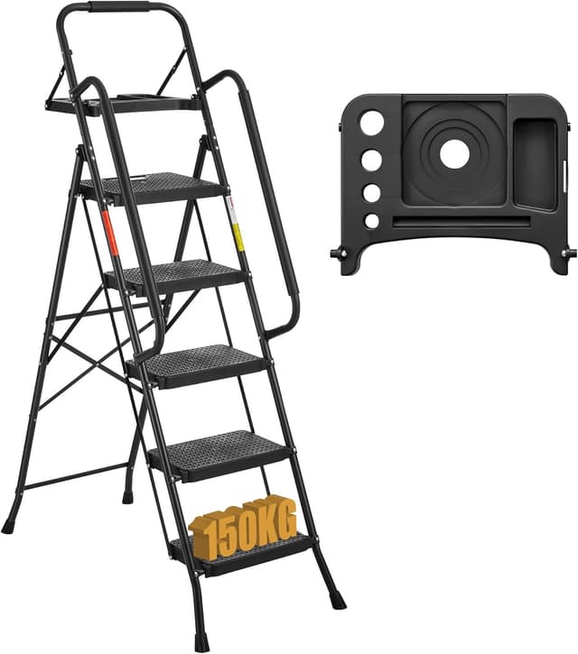 Imagen de BONTEC 5-Step Folding Ladder, Heavy Duty 5-step 🪜 en OfertitasTOP