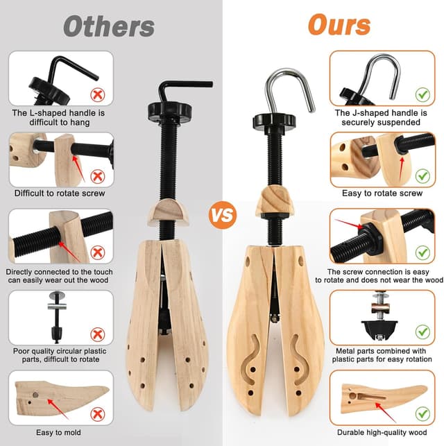 Thumbnail 6 de JJDPARTS Schuhspanner aus Buchenholz – 4-Wege Schuhdehner für Herren & Damen, mit Schuhlöffel
