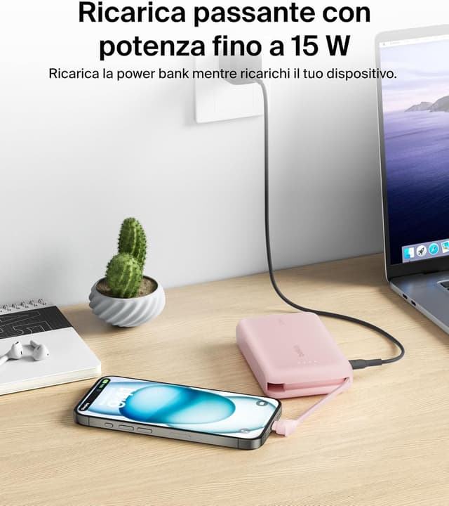Thumbnail 6 de Belkin BoostCharge power bank 10.000 mAh con cavo USB‑C integrato e uscita 20 W PD