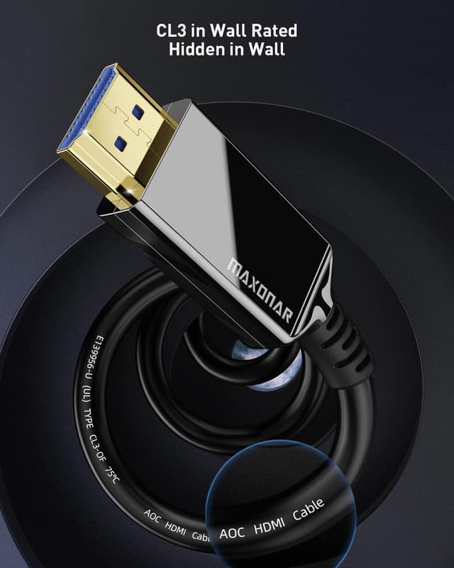 Detalle 2 de Maxonar 10K/8K HDMI-Glasfaserkabel 10 m (AOC), zertifiziertes Ultra High Speed HDMI®
