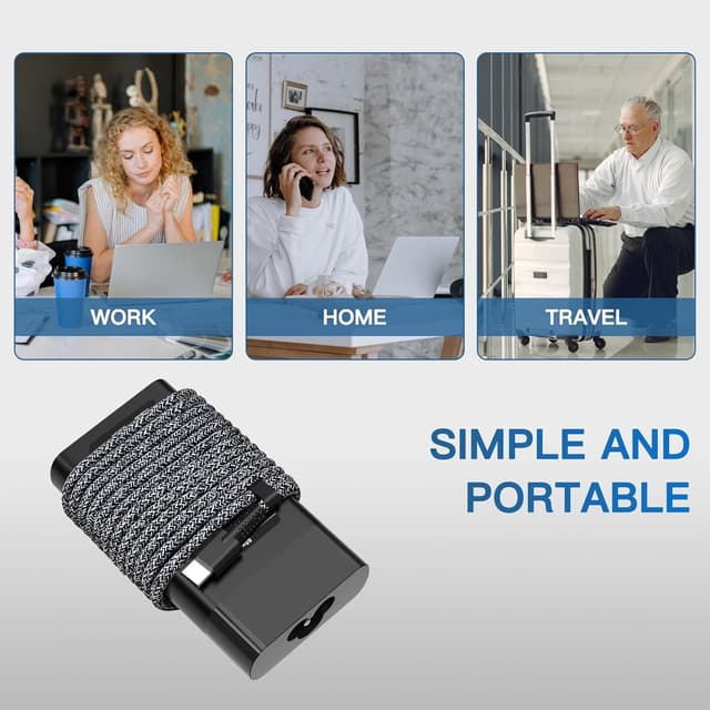 Detalle de FEWRJG New Slim 65W USB-C Laptop Charger (compatible with HP Spectre x360, EliteBook x360 and more)