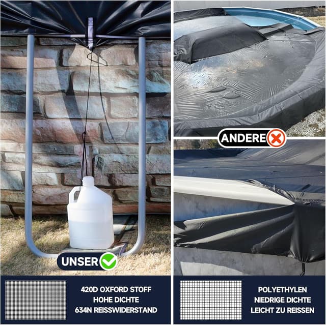 Thumbnail 6 de LXKCKJ Poolabdeckung rechteckig (2-in-1) für 480x300 cm Becken – Solarplane & Winterabdeckung, 570x365 cm