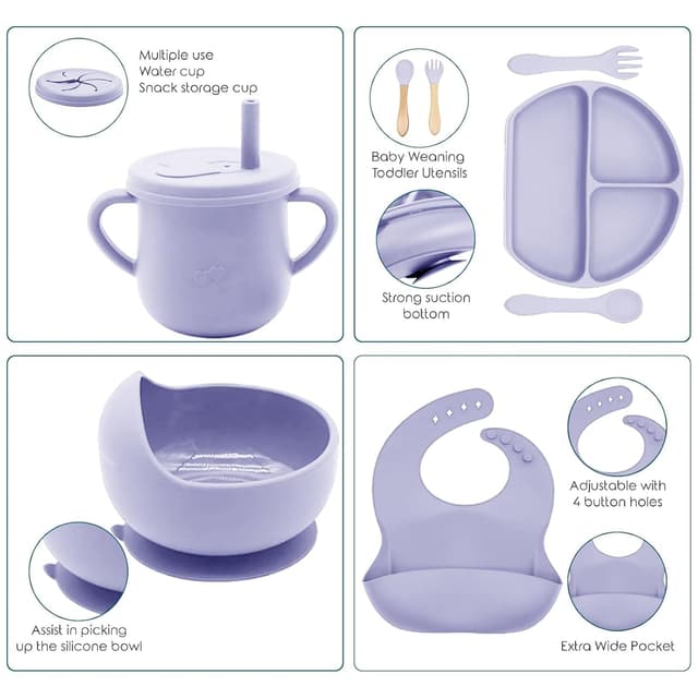 Detalle de Dormlony Silicone Baby Feeding Set, 9-Piece