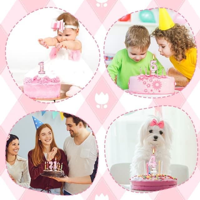 Thumbnail 6 de Alaoo Butterfly Birthday Candles – Pink Number 6 Glitter Candle & Cake Topper