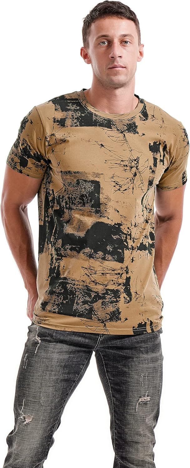 Detalle de RONOMO Herren-T-Shirt aus 95% Baumwolle & 5% Spandex (Mikroelastik), hautfreundlich