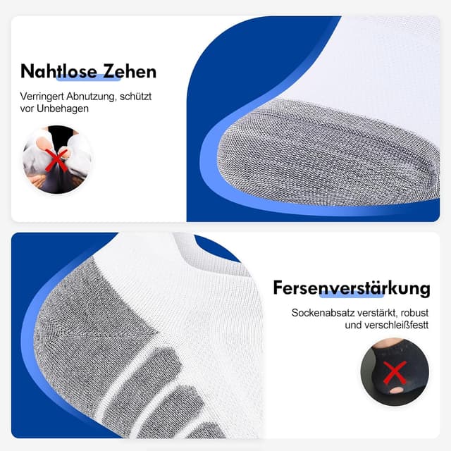 Detalle de Stoeury 10/20 Paar Sneaker-Socken mit atmungsaktivem Mesh & Fußgewölbestütze (Herren & Damen)