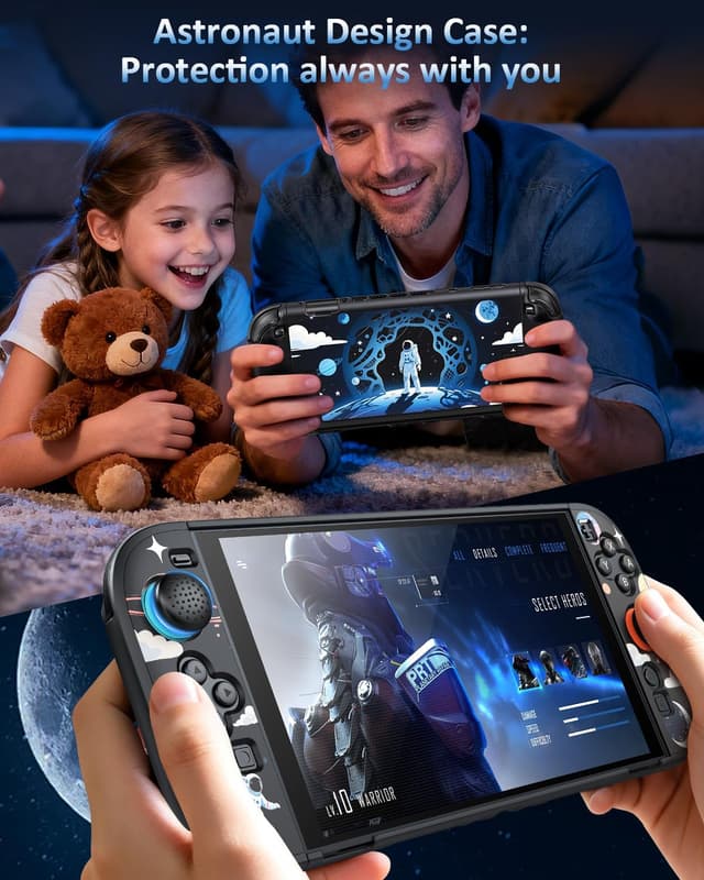 Thumbnail 6 de WAXITY Astronaut Andockbare Hülle für Nintendo Switch 2 (2025), Schlanke, Abnehmbare Schutzhülle für Switch 2 Zubehör mit 2* Daumengriffkappen für Joycon 2, kratzfestes Design – Weltraum-Motiv
WAXITY Astronaut Andockbare Hülle für Nint…