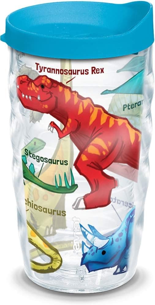 Detalle de Tervis Made in USA Double Walled Dinosaurs Insulated Tumbler Cup (10oz, Clear Wavy)