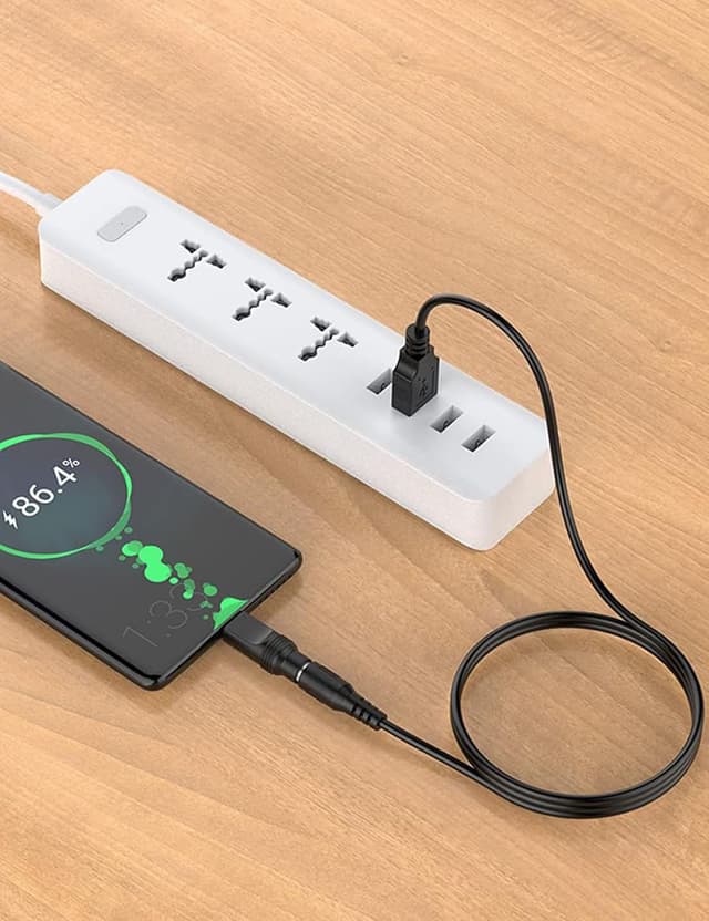 Detalle de TONTON USB-A auf DC Stecker Ladekabel (13-in-1) mit 13 Hohlsteckern, 1,5 m, schwarz