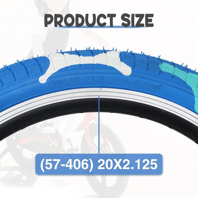 Detalle de ZUKKA 2er-Set 20 x 2,125 Fahrradreifen (ETRTO 57-406) faltbar inkl. 20-Zoll-Schlauch AV (35 mm)