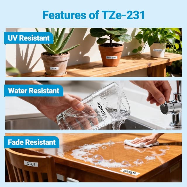 Detalle 2 de Markurlife TZe-231 6er Pack Schriftband 12 mm