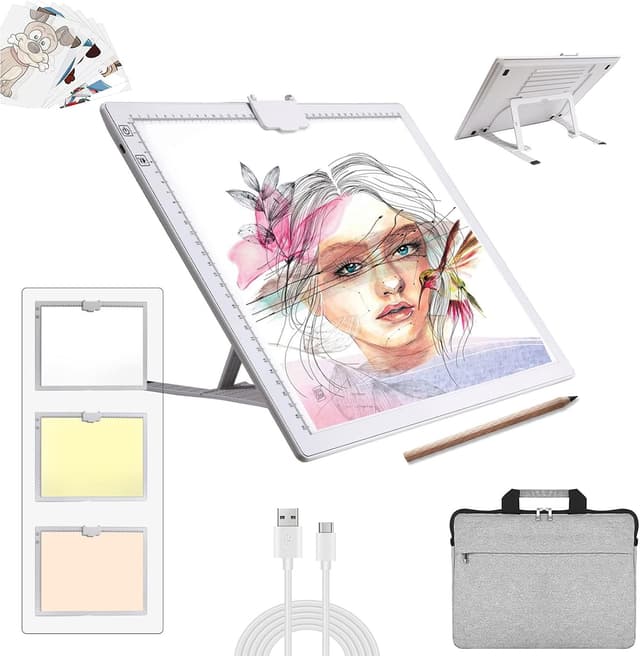 Detalle de elice A3 Leuchttisch mit Tasche – kabelloses LED-Lichtpad für Nachzeichnen, Skizzen & Diamantmalerei (3 Farben, dimmbar)