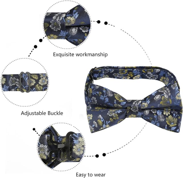 Detalle de Alizeal Mens Floral bow tie set