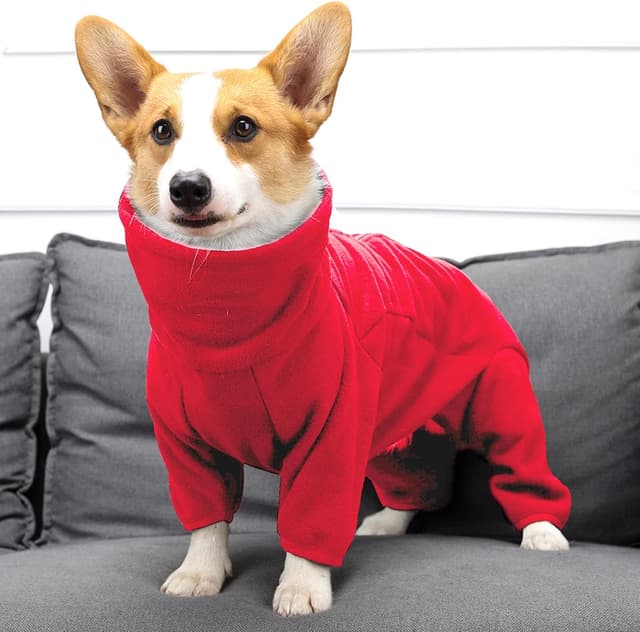 Detalle de babepet Cosy Dog Fleece with Legs (full body) with Zipper, winter pet jacket – Red, XL