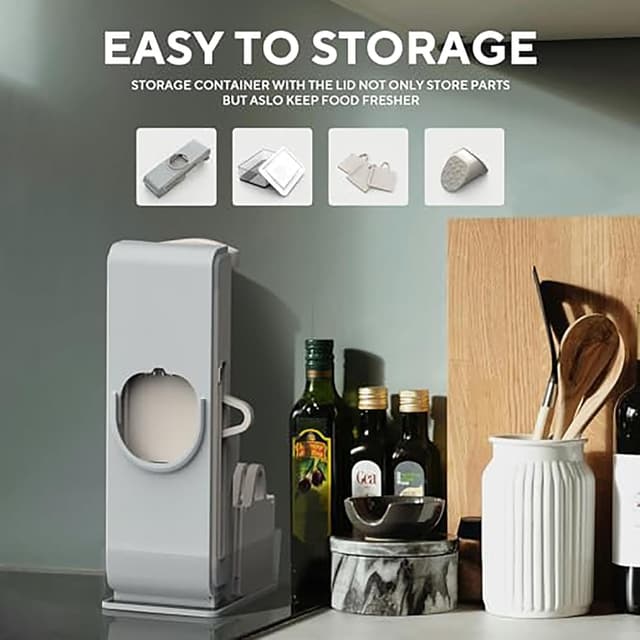 Detalle de Eletronova Safe Mandoline Slicer for Kitchen (Grey) — Vegetable Slicer, Julienne Cutter & French Fry Style