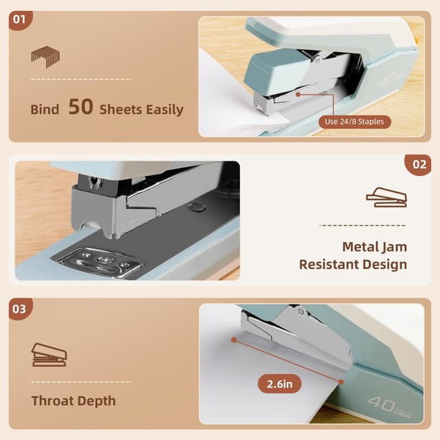 Thumbnail 4 de Deli Effortless Desktop Stapler 40–50 Sheets