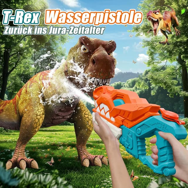 Thumbnail 6 de Weirtoya 2er-Set Dino-Wasserpistolen (580 ml) – Dinosaurier Wasserspritzpistole für Kinder, 7–10 m