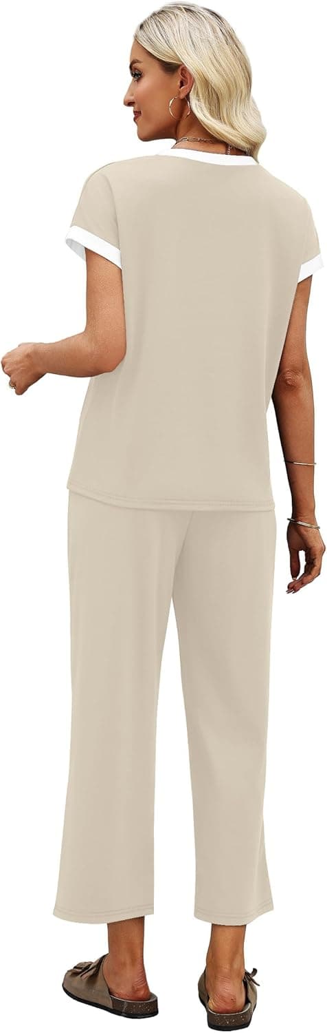 Detalle de Sampeel Two-Piece Lounge Set for Women (Color Block Matching Outfit)