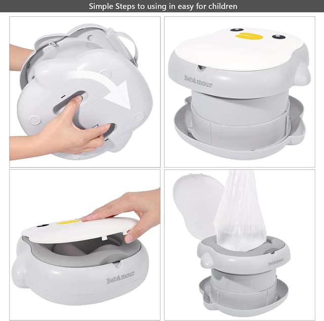 Detalle 1 de Bebamour Portable Baby Potty Training Toilet Seat (Penguins) for Travel
