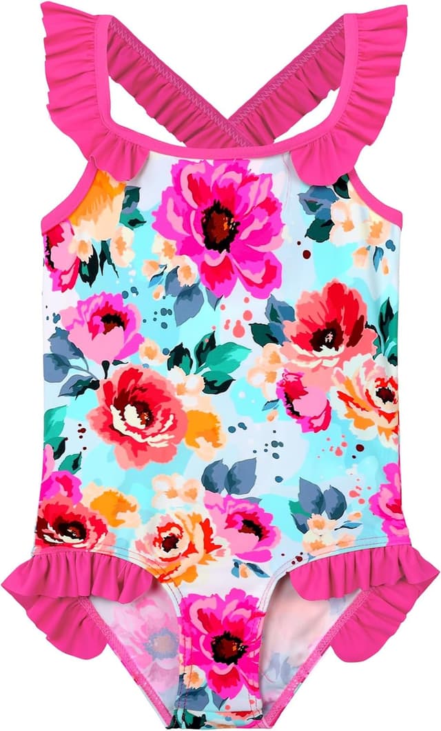 Detalle de XFGIRLS Kinder Badeanzug Mädchen mit langem Arm UPF50+ – schnell trocknend, niedliches Druckdesign (6 Monate bis 6 Jahre)