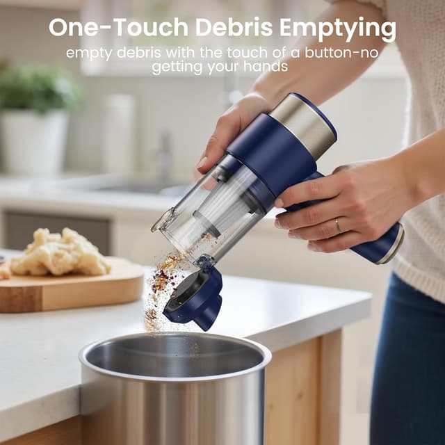 Detalle de Mecanto Mecanto Car Vacuum Handheld Vacuum Cleaner (Blue) — 15000PA Suction, HEPA Filter, Air Duster & Blower